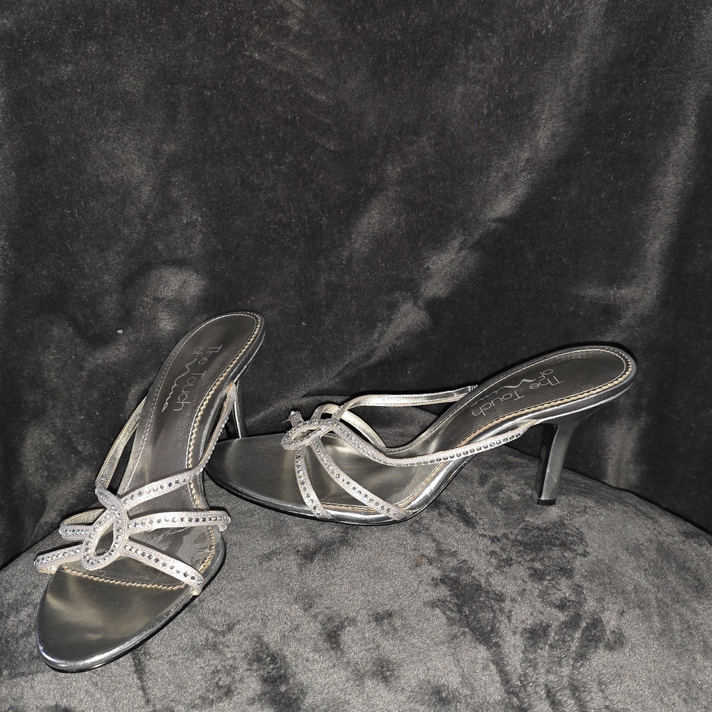 Elegant Silver Heeled Sandals